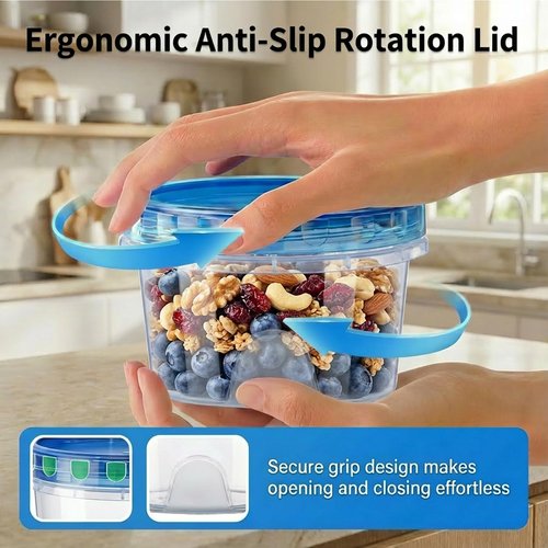 Freezer Storage Containers, 10 Pack 16 oz Stackable Food Containers with Twist Top Lids, Freezer Safe Containers for Lunch/Salad/Oats/Soup, Reusable| Ultra Thick| Microwave/Dishwasher Safe
