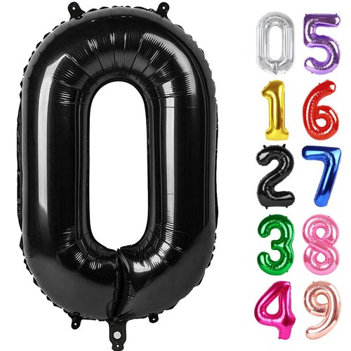 Black Number 0 Balloon 40 Inch, 0 Balloon Number for 10th 20th 30th 40th 50th 60th Birthday Decorations, Black Party Supplies