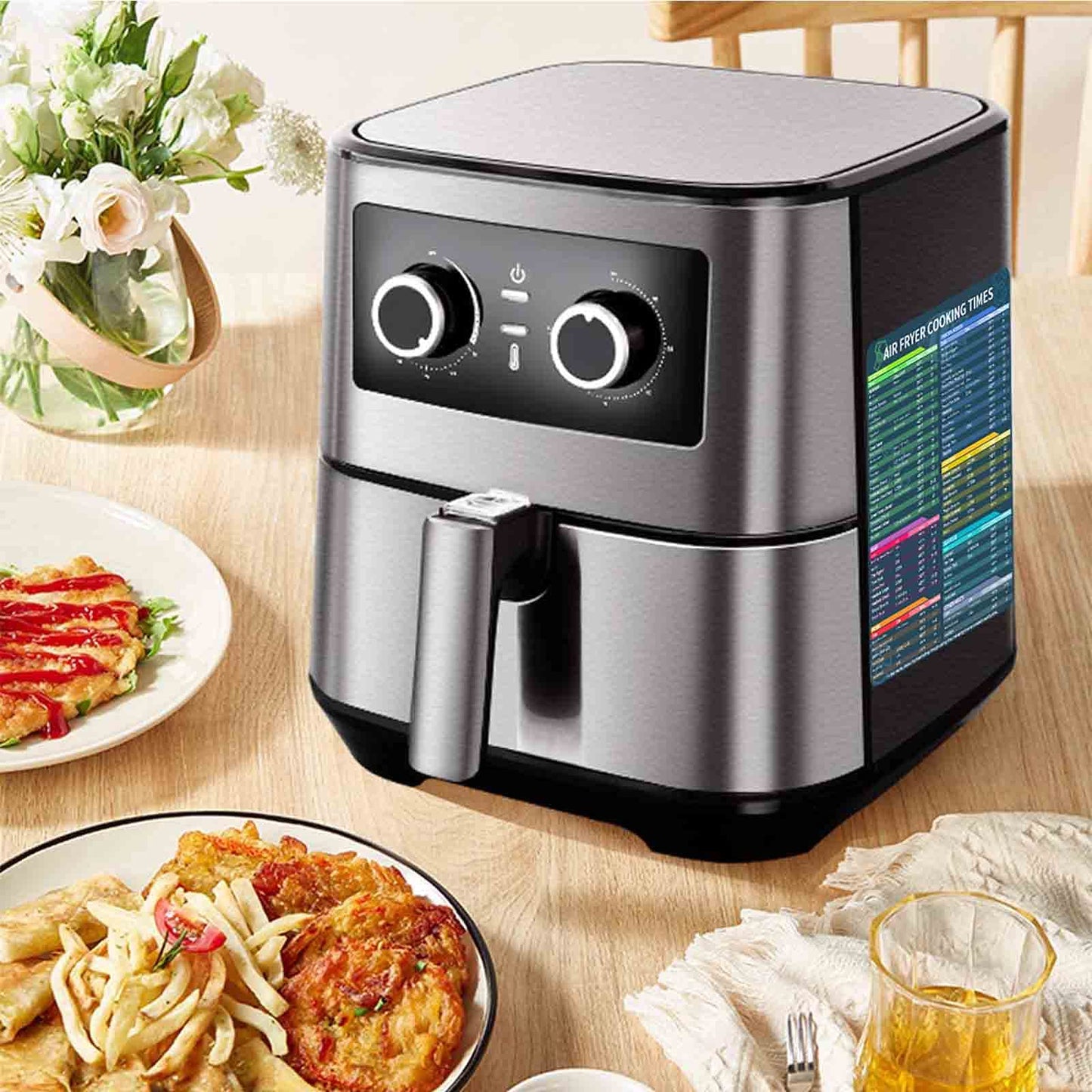 Air Fryer Cooking Times Chart Magnet Set – Comprehensive Cheat Sheet Magnets for 100+ Foods, Easy-Read Quick Reference Guide, Durable Air Fryer Accessories and Kitchen Gift for Beginners & Chefs