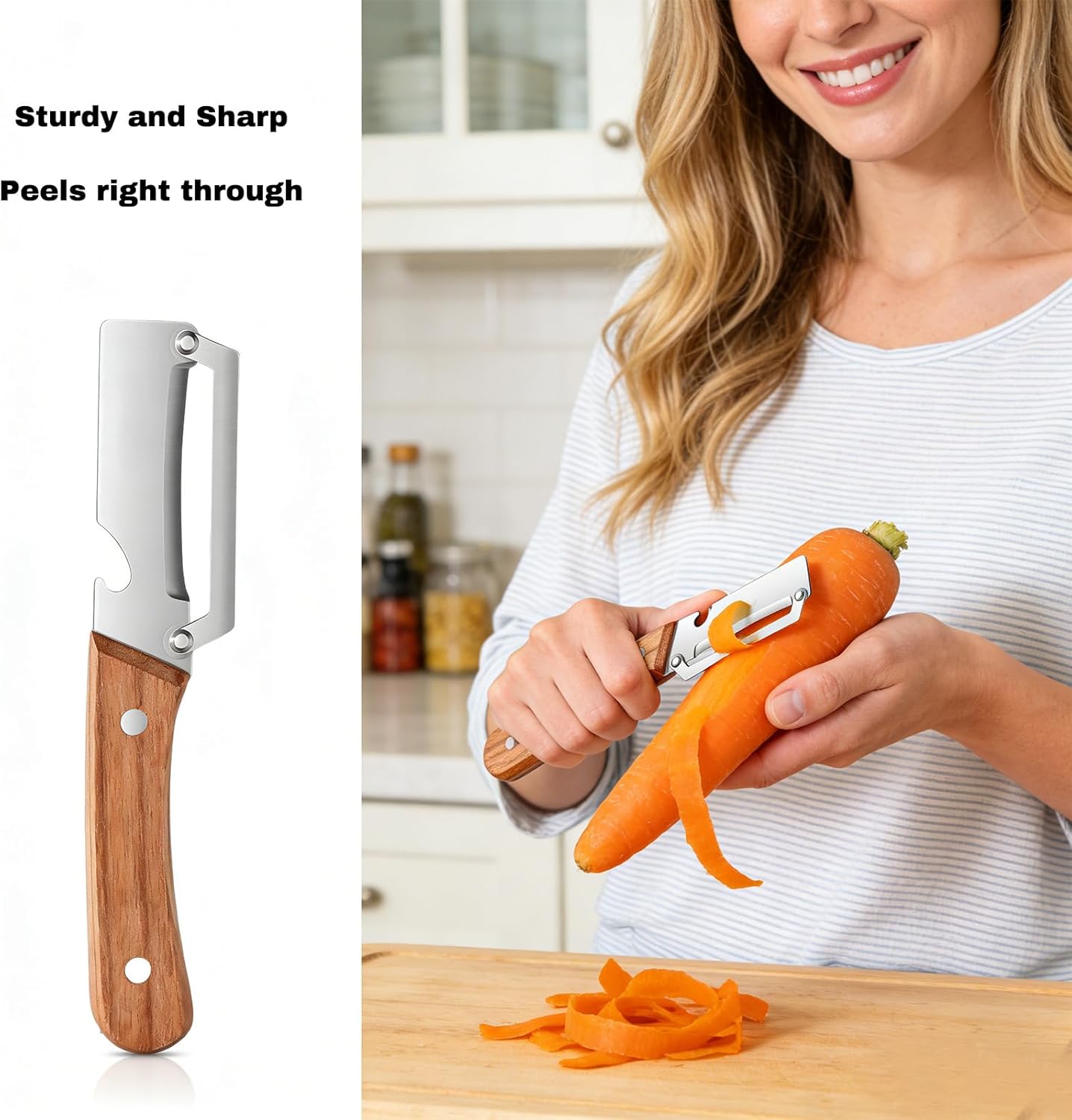 Skiennix 2-in-1 Vegetable Peeler - Premium Multifunctional Tool with Built-in Bottle Opener | Ideal for All Fruits & Vegetables