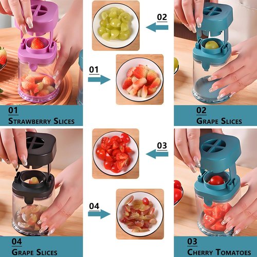Grape Cutter for Toddlers by New - Safe Slicing Tool for Grapes, Strawberries & More | Blue