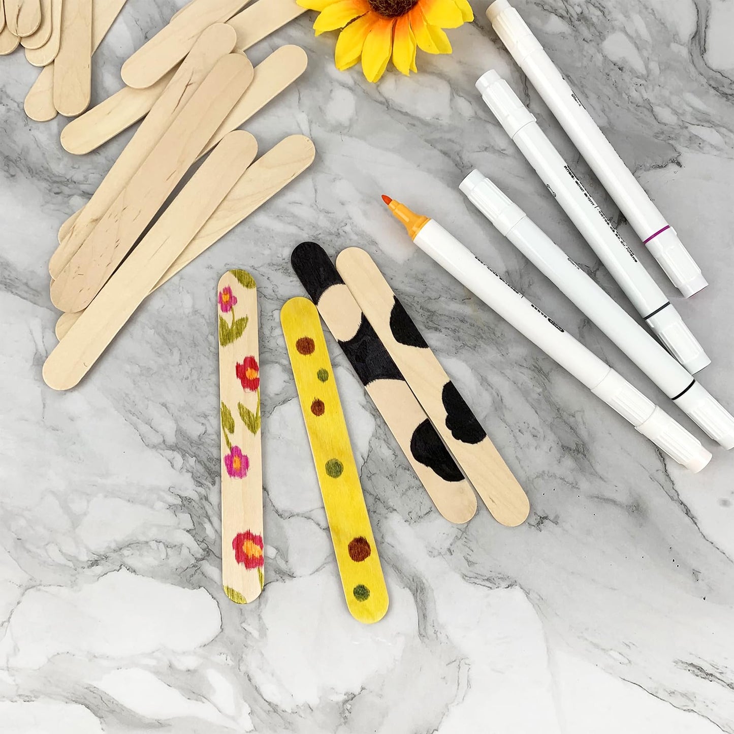 KTOJOY 500 Pcs Jumbo Wooden Craft Sticks Popsicle Stick 6” Long x 3/4”Wide Treat Ice Pop for DIY Crafts，Home Art Projects, Classroom Supplies