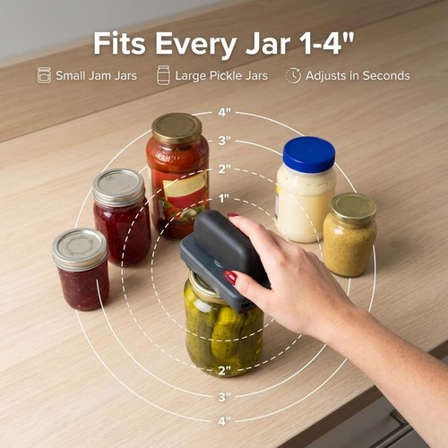Jokari Easy Grip Jar Opener - Adjustable Design for Effortless Lid Opening | Perfect for Arthritis & Weak Grip