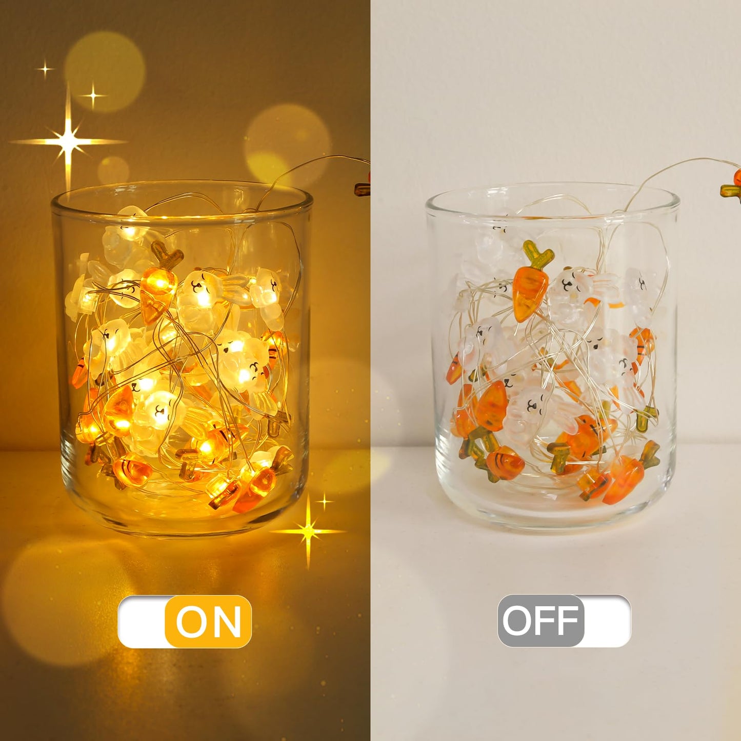 suddus Easter Lights Outdoor, Easter String Lights Battery Operated 12.8ft 40 LED Easter Decorations Indoor