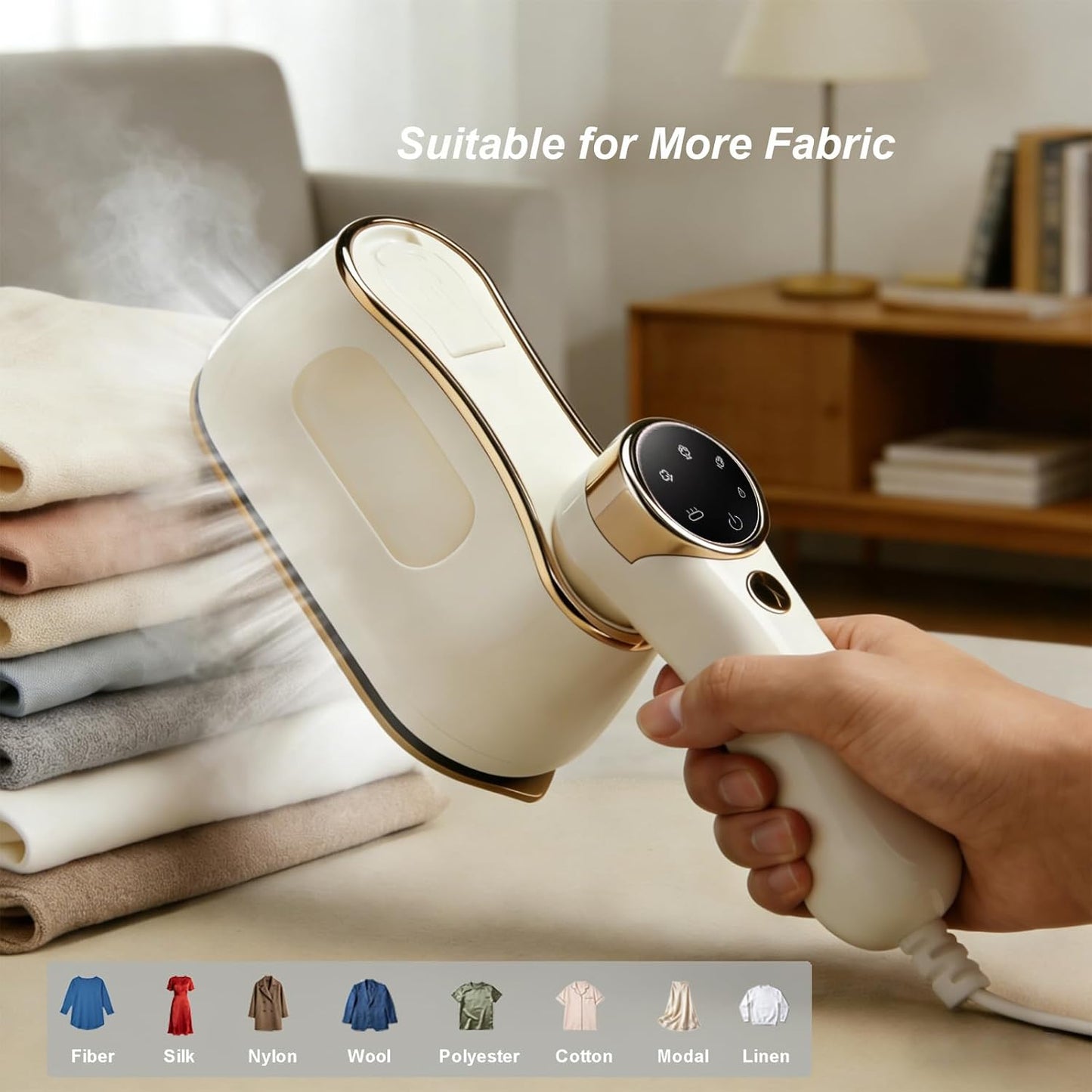 Skiennix Travel Steam Iron - 1200W Mini Garment Steamer with Smart LCD Screen & 3 Steam Levels | Fast Heating, White