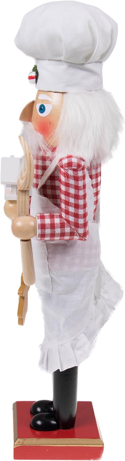Chef Santa 15-Inch Wooden Nutcracker - Festive Christmas Décor for Shelves & Tables