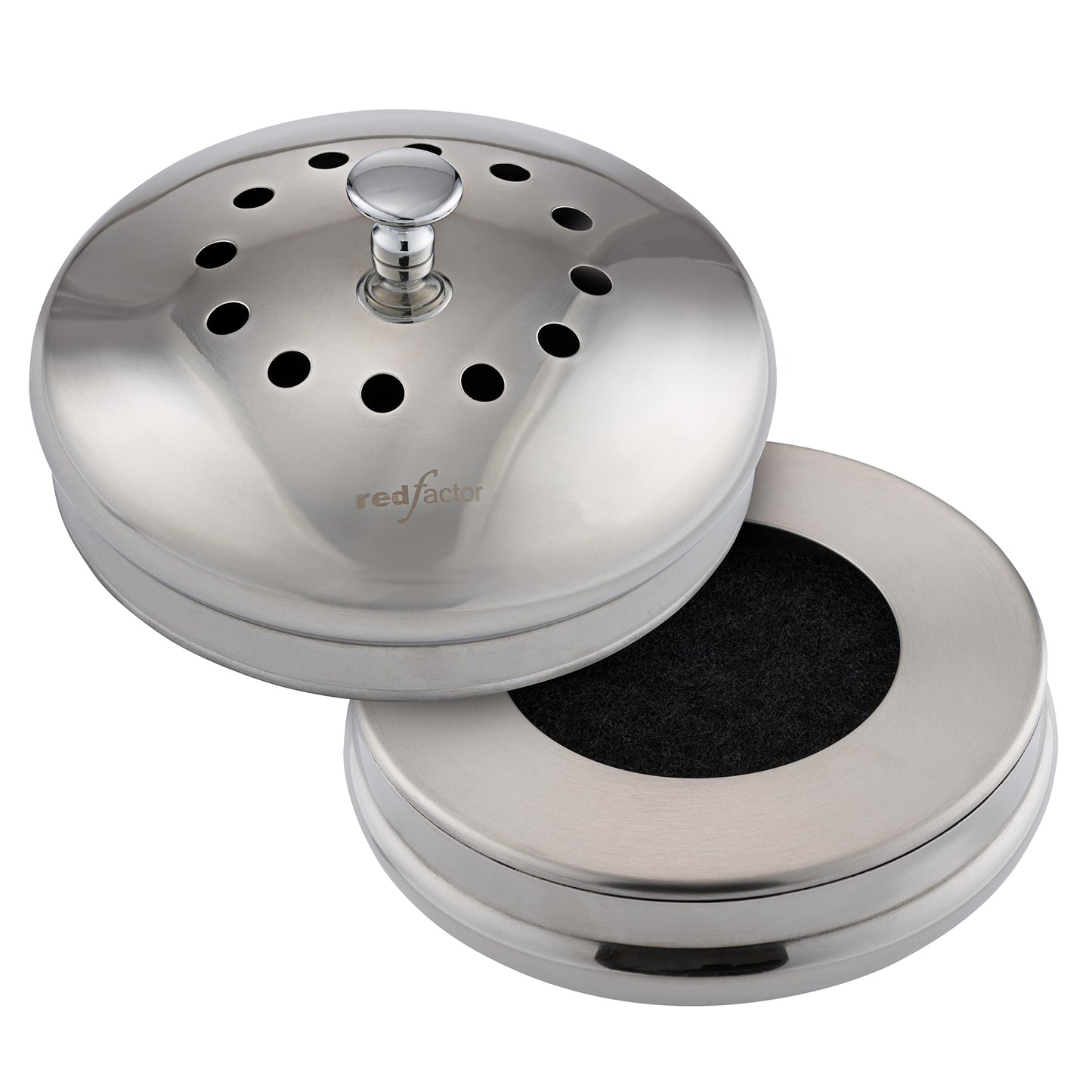 RED FACTOR Premium Compost Bin for Kitchen Countertop - Stainless Steel Food Waste Bucket with Innovative Dual Filter Technology - Includes Spare Filters (Brilliant Steel, 1.3 Gallon)