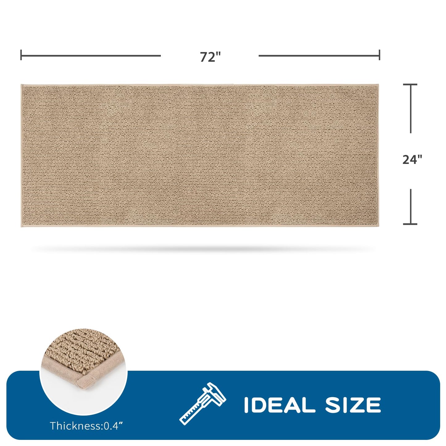 PURRUGS Machine Washable Kitchen Runner Rug 2ft x 6ft, Non-Slip/Skid Hallway Runner Rug, Super Absorbent Soft Area Rug for Hallway, Kitchen & Laundry, Rolled Packaging, Beige