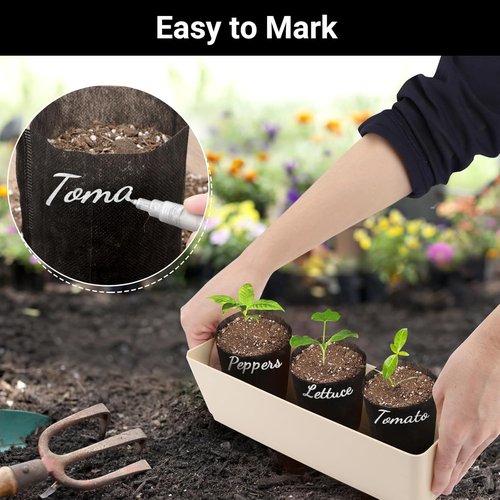 Black Plant Grow Bags - Breathable Non-Woven Fabric for Seedlings | Pack of 200, 5.5x5.9 Inches