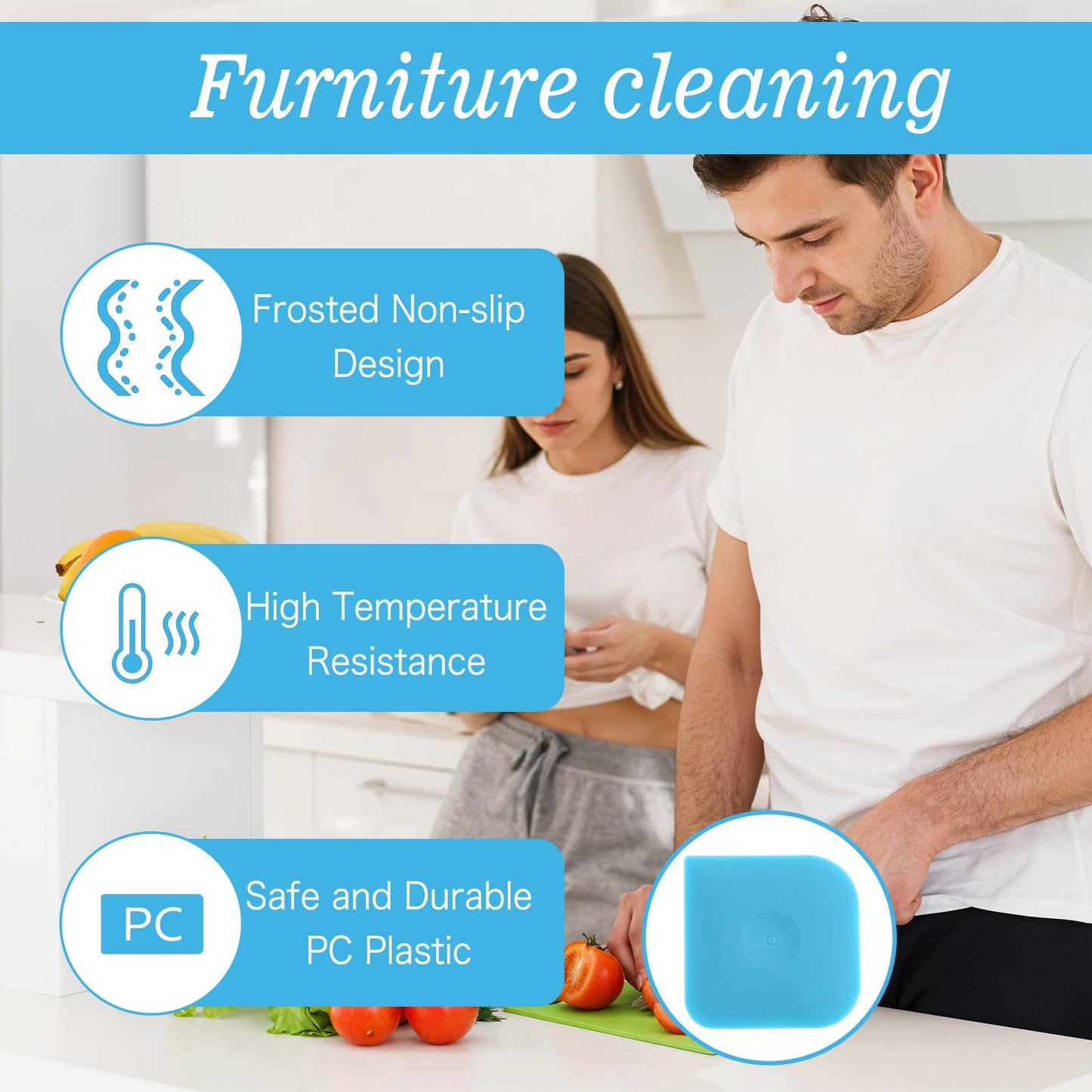 Ptwola 8 Pcs Pan Dish Scraper Tool Pot Food Scraper Non-Scratch Scrapers Nylon Non-Slip High Heat Resistant Cast Iron Cleaning Scrapers for Multifunctional Kitchen Grease Burnt Food