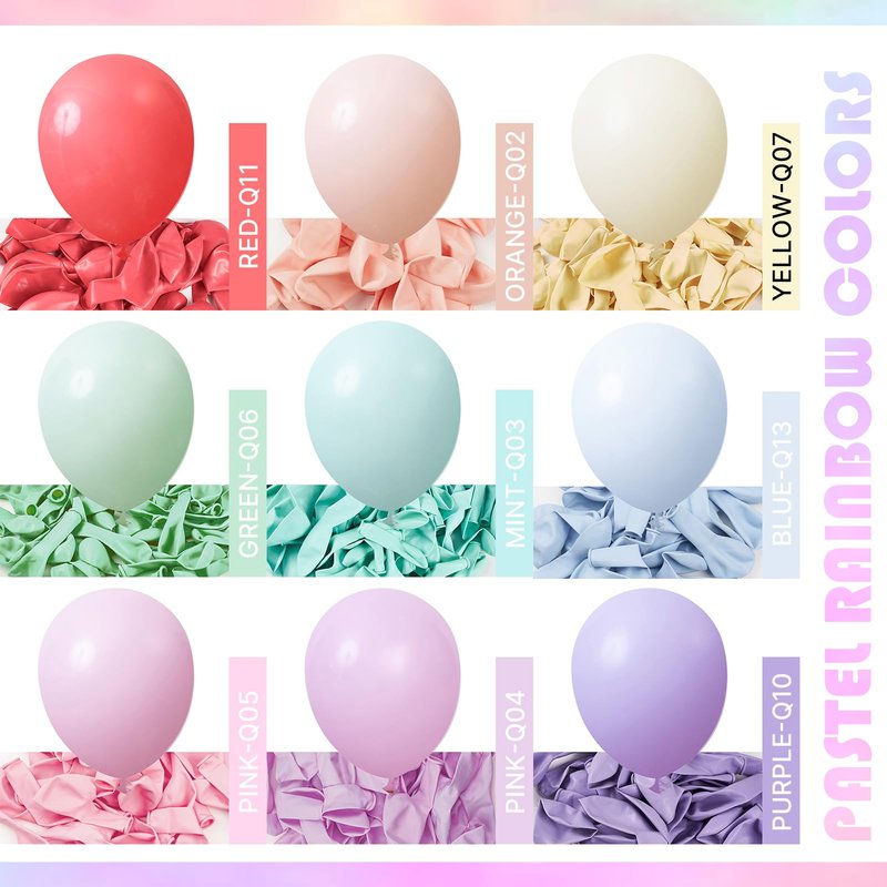 PartyWoo Pastel Balloons 100pcs 5 Inch Pastel Rainbow Latex Balloons for Baby Shower Gender Reveal Engagement Bachelorette Easter Bridal Shower Anniversary Retirement Birthday Party Decorations