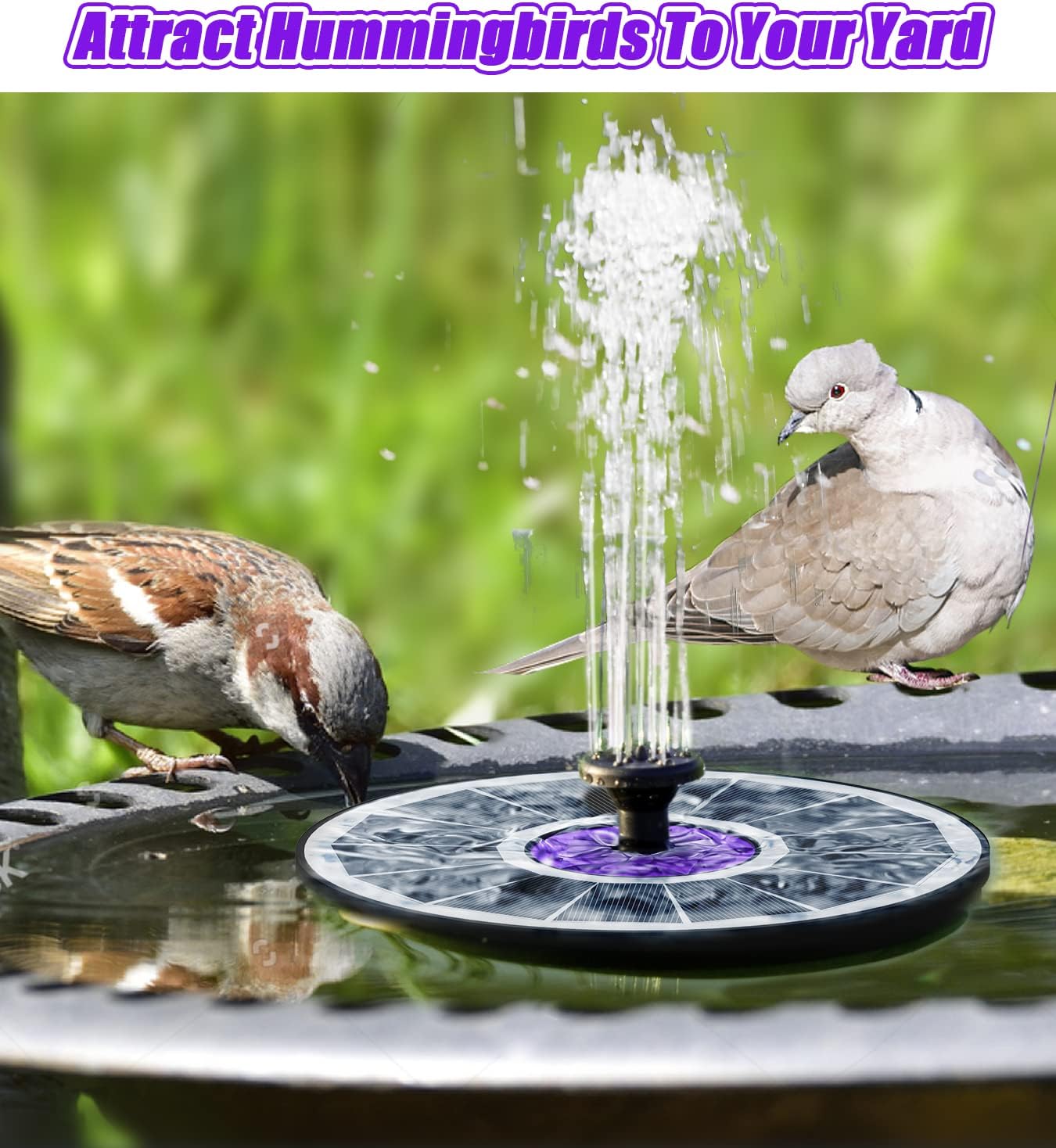 SZMP Solar Fountain - 3.5W Solar Powered Bird Bath Water Fountain with 7 Nozzles & Upgraded Glass Panel | White