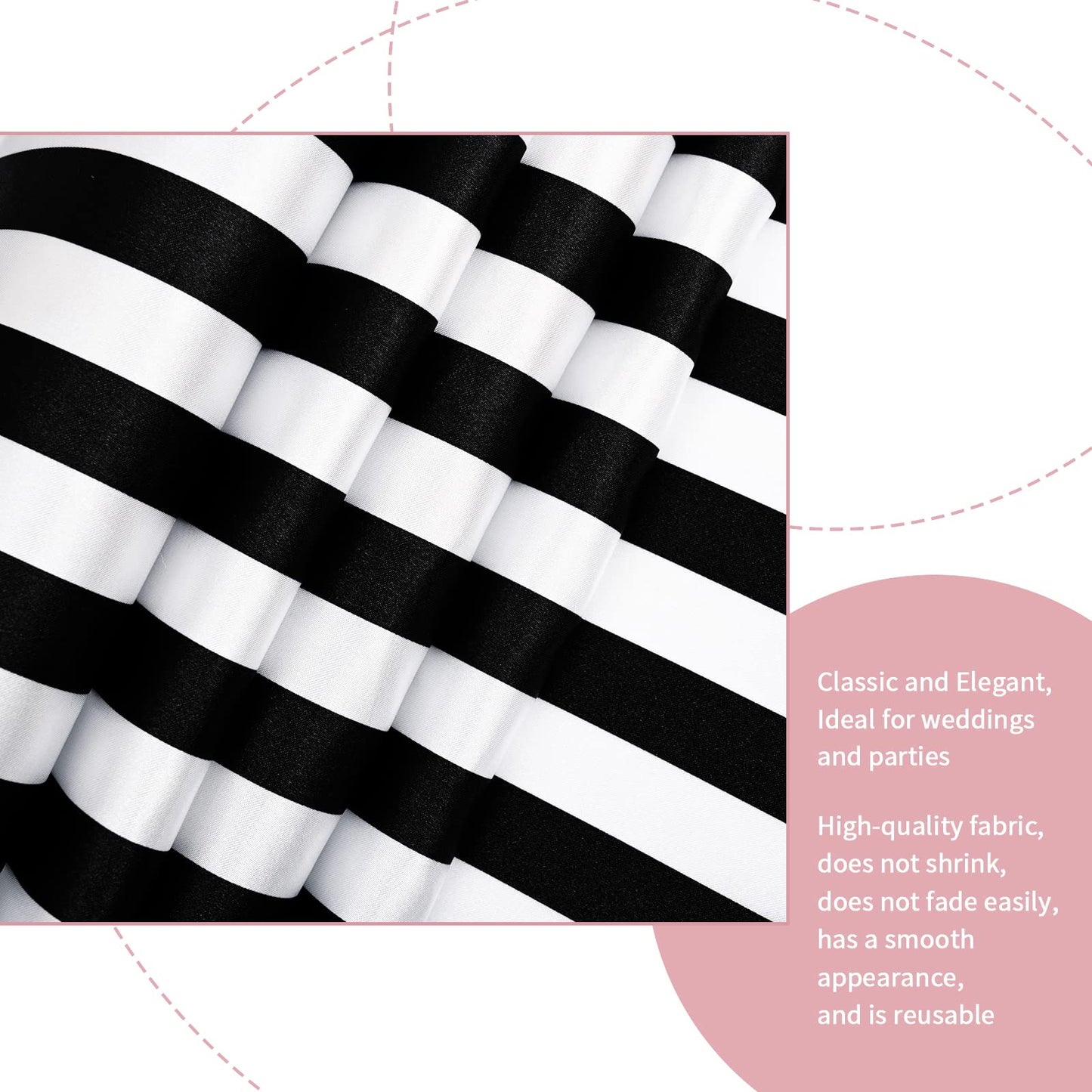 Lykoow 8 Pack Striped Table Runner Polyester Classic Black and White Striped Table Decor for Indoor Outdoor Events, Wedding, Birthday Parties, Banquets and Celebrations (12 x 72 Inch)