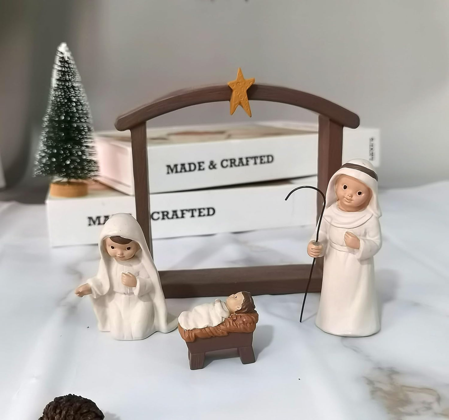 Miniature Holy Family Nativity Figurine - 2.56 Inch Tabletop Christmas Decoration