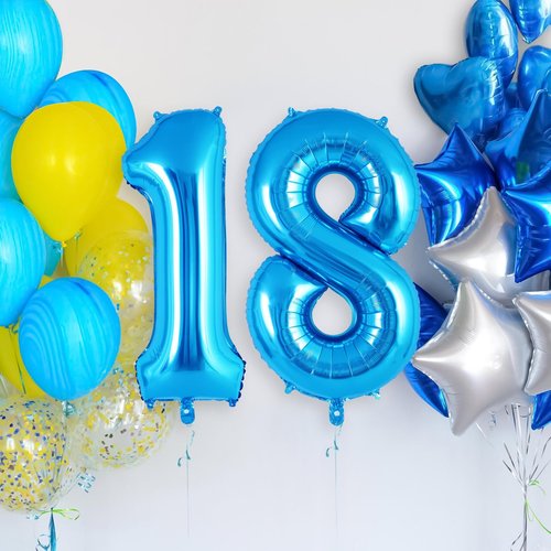 Blue Number 1 Balloon 40 Inch, Big Large Foil Helium Number Balloons, Jumbo Giant Mylar Number 1 Balloons for 1 first Birthday Party Decorations Supplies Anniversary Celebration