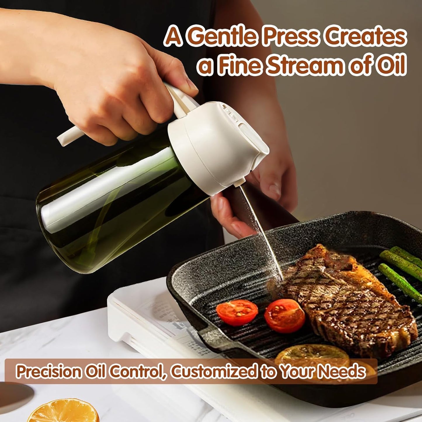 YARRAMATE Light-Blocking Dark Oil Sprayer - 16oz Premium Olive Oil Dispenser Bottle | Food-Grade Glass for Cooking