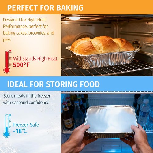 40 Pack Disposable Aluminum Pans with Lids - 9x9 & 8x8 Square Foil Pans for Meal Prep & Cooking