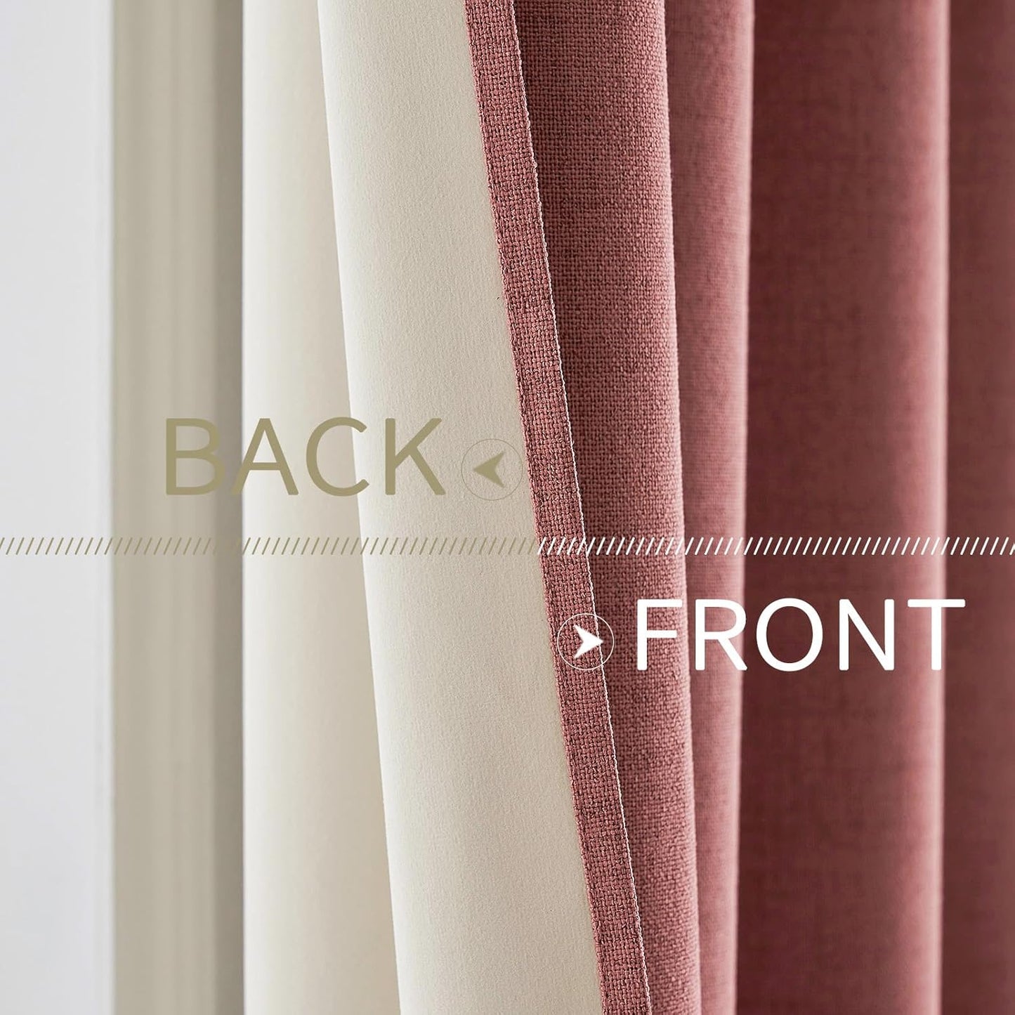MIULEE Blackout Linen Textured Curtains - Thermal Insulated Dusty Rose Drapes | 52 x 72 Inch (2 Panels)