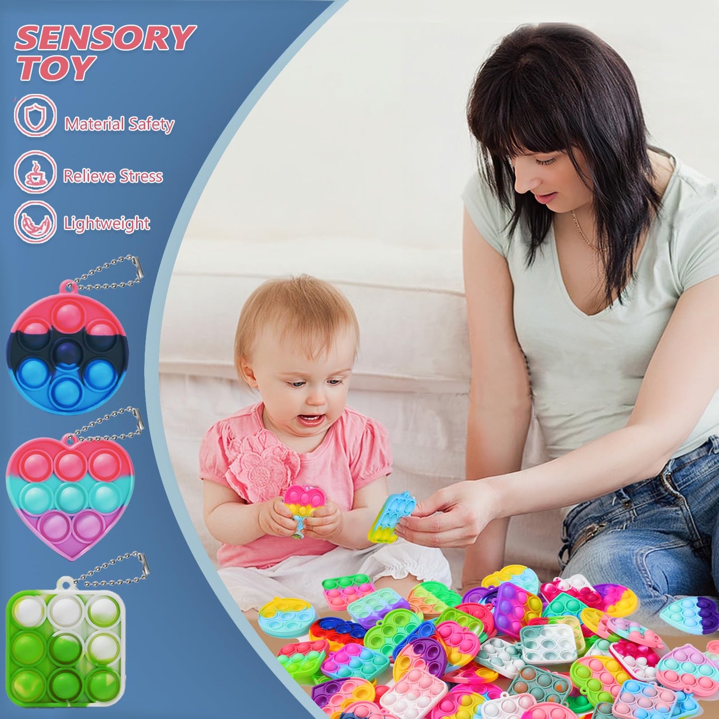 57PCS Party Favors for Kids,Fidget Toys Bulk Its Birthday Party Favors for Toddlers Adult, Small Classroom Prizes Box Fidgets Toys for Kids, Goodie Bag Stuffers, Treasure Chest, Bubbles Poppers