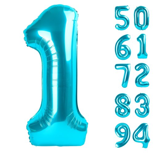 40 Inch Blue 1 Balloon for First Birthday, 1st Number Balloons Birthday Decorations for Girl Boy Kids Toddler Baby, One Giant Number 1 Balloon