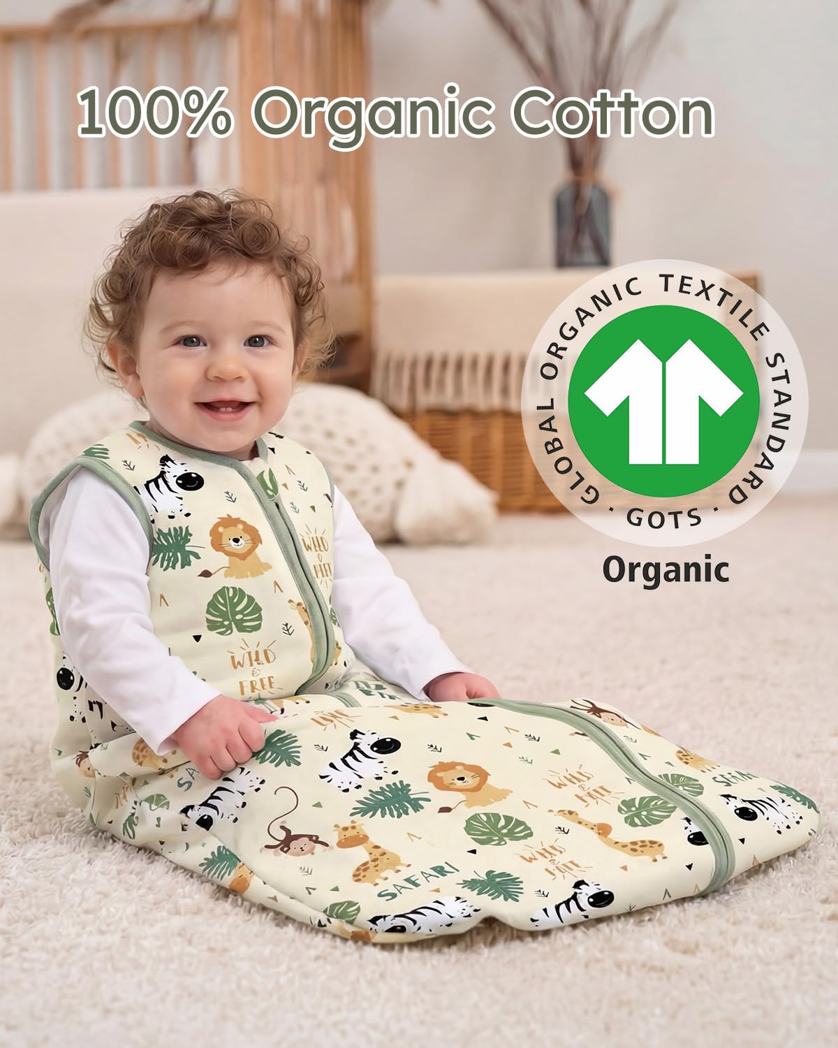 Yoofoss Baby Sleep Sack - 1.5 Tog Organic Cotton Wearable Blanket for Infants 0-6 Months | Warm & Comfy