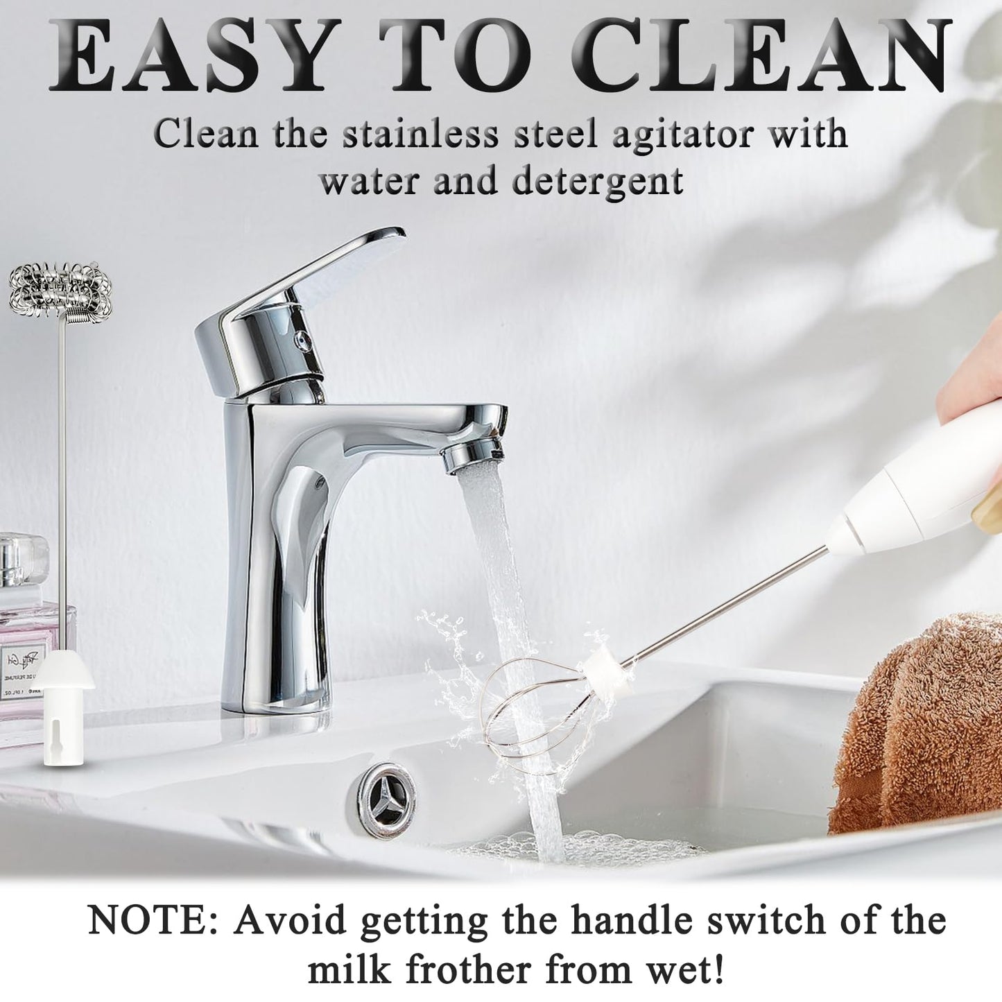 Double Whisk Milk Frother Handheld USB-C Rechargeable Electric Drink Mixer White,3 Speeds Adjustable Coffee Foamer Drink Whisk for Lattes, Matcha, Hot Chocolate, Egg, Matcha