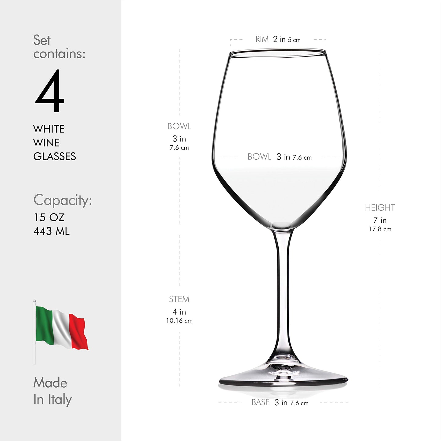 Paksh Novelty Italian White Wine Glasses - - Wine Glass Set for Parties, Weddings, Gifting - Clear Wine Glass, for Red and White Wine - Christmas Gift for Women & Men