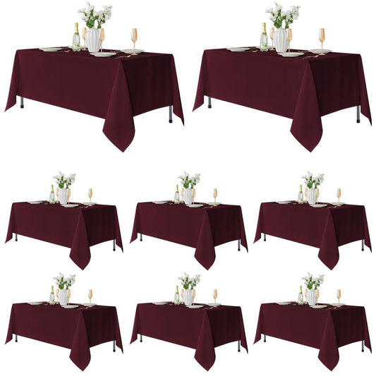 Fitable 8 Pack Table Cloth Rectangle Table: Stain and Wrinkle Resistant Tablecloth Rectangular, Washable Polyester Tablecloths for Wedding Party Dining Banquet Event Catering(Burgundy, 70x108 Inch)