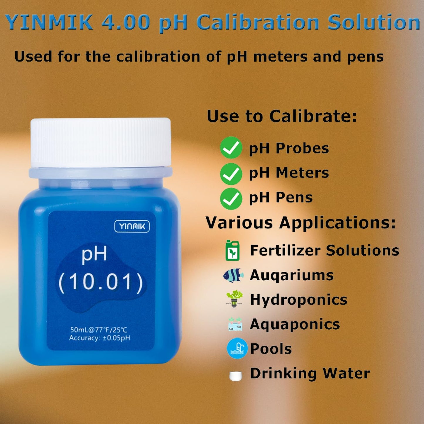 YINMIK pH Meter Calibration Solution Kit(4.00,7.00&10.01) with pH Electrode Storage Solution Kit,3 Bottles pH Calibration Buffer Solution and 2 bottels KCL pH Probe Solution for pH Meters
