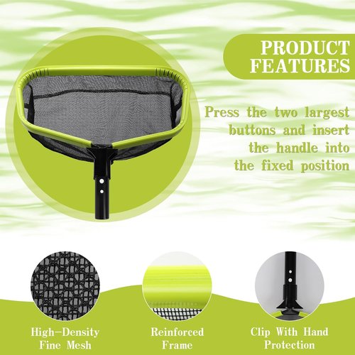 Double-Layer Deep Bag Pool Skimmer Net by [Brand Name] - Reinforced Frame for Efficient Debris Cleaning in Pools, Spas & Ponds