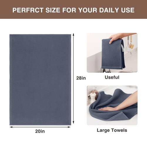 Homaxy 100% Cotton Oversized Waffle Weave Kitchen Dish Towels, 3-Pack Ultra Soft Absorbent Dish Towels, Quick Drying Cleaning Towels, 20 x 28 Inches, Dark Grey