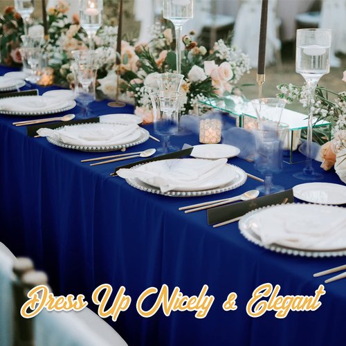 BRILLMAX 8 Pack Navy Blue Tablecloths 60 x 126 Inch for 8ft Rectangle Tables - 150 GSM Polyester Fabric, 15" Standard Drop, Water, Stain & Wrinkle Resistant Cloth Cover for Wedding Dining Buffet