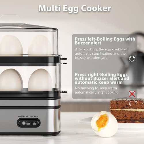Evoloop Rapid Egg Cooker - Electric 12-Egg Capacity, Soft/Medium/Hard Boiled & Poached, BPA-Free Tray