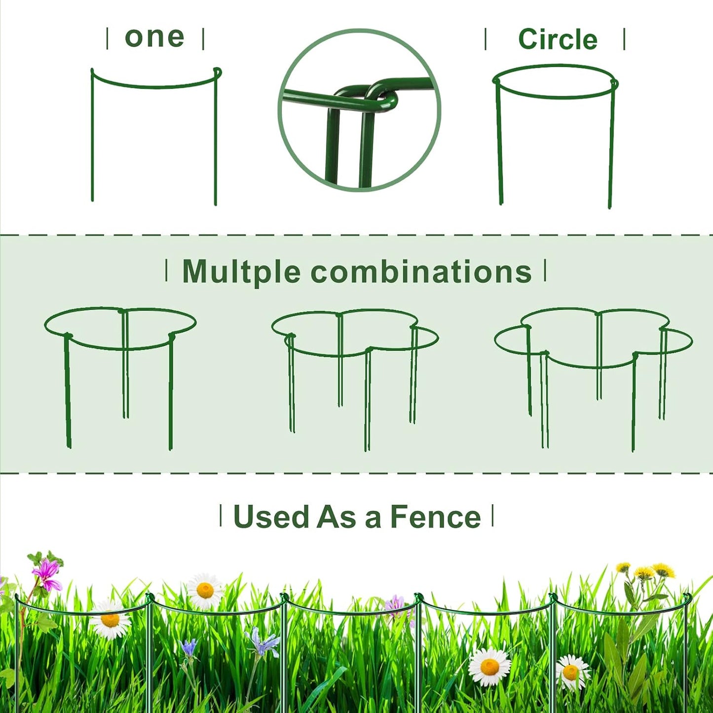 LEOBRO Plant Support Stakes - Metal Peony Support for Tomatoes & Hydrangeas | 9.8" W x 15.7" H, 6 Pack