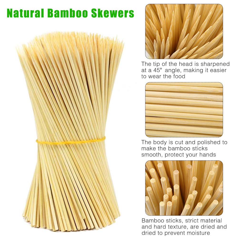 Hysagtek 400 Pcs Wood Skewers 6 Inch Bamboo Skewers Fruit Skewers Chocolate Fountain Sticks Fondue Sticks for Appetizer, BBQ, Cocktail, Kabob, Chocolate Fountain, Barbecue, Party