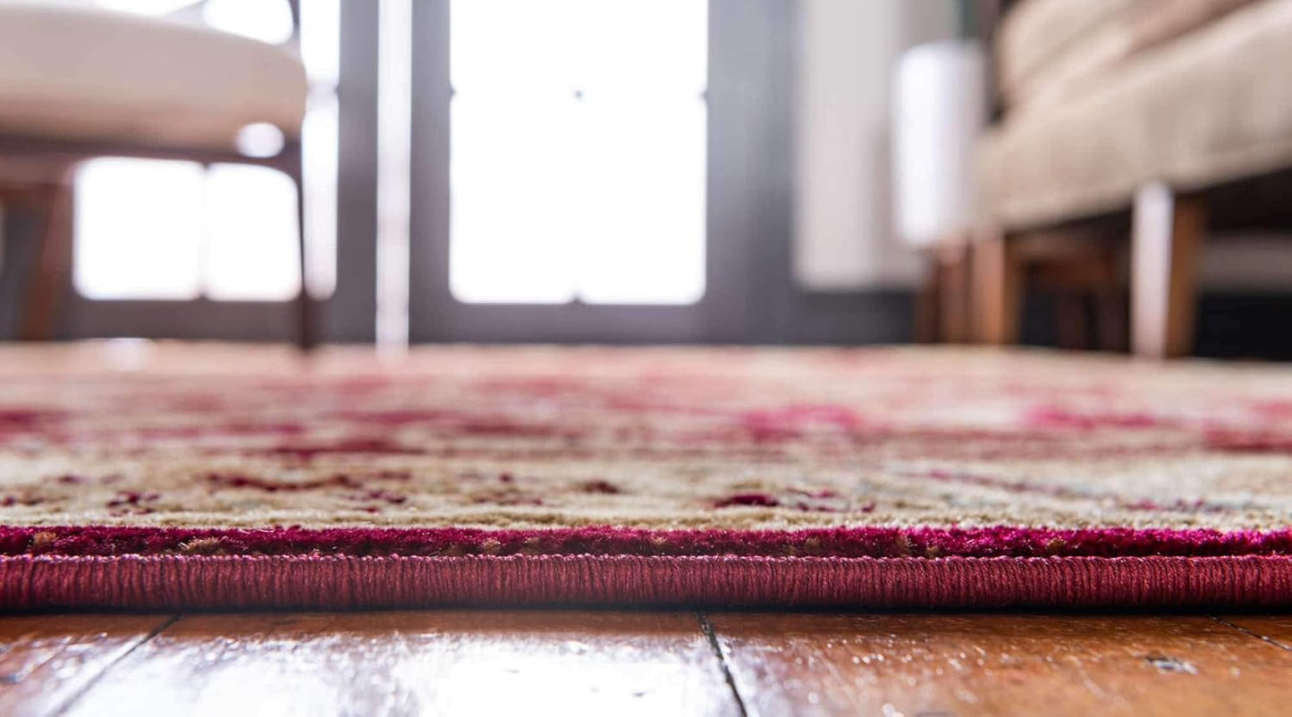 Unique Loom Voyage Collection Traditional Oriental Classic Intricate Floral Design Area Rug, 5 ft x 8 ft, Red/Ivory