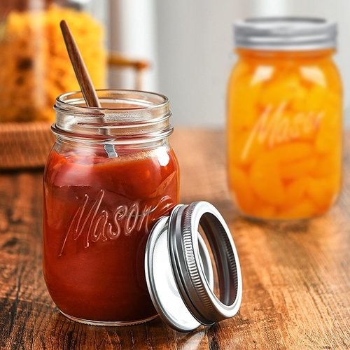 ELAORY Classic 16 Oz Mason Jars, 6 Pack Canning Jars, Regular Mouth, Airtight & Leak Proof, Dishwasher Safe, Microwave & Freezer Safe, 3.2 x 4.5 x 5.5 inches