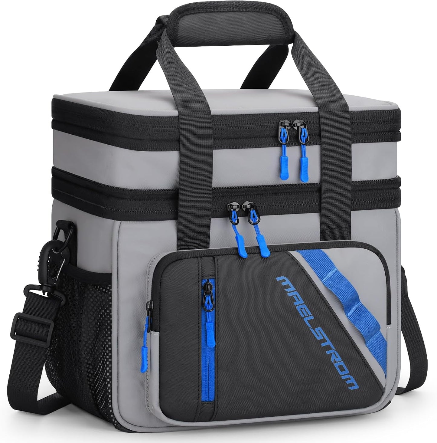 Maelstrom Insulated Lunch Bag - 20L Expandable Double Deck Cooler Tote | Leakproof, 6 Pockets, Grey