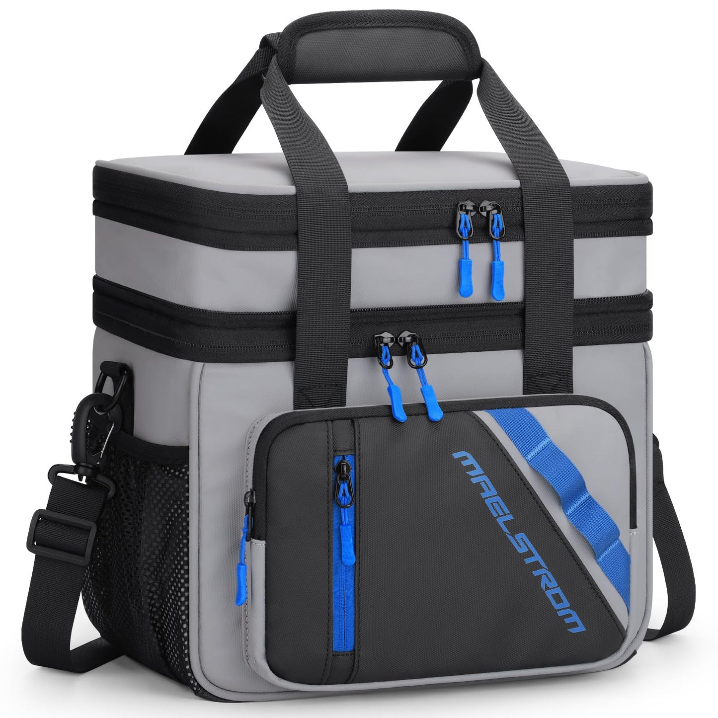 Maelstrom Lunch Box, 20L Insulated Lunch Bag for Men Women, Expandable Double Deck Leakproof Cooler Bag with 6 Pockets, Reusable Lunch Tote Bag for Work, Picnic, Travel, Grey