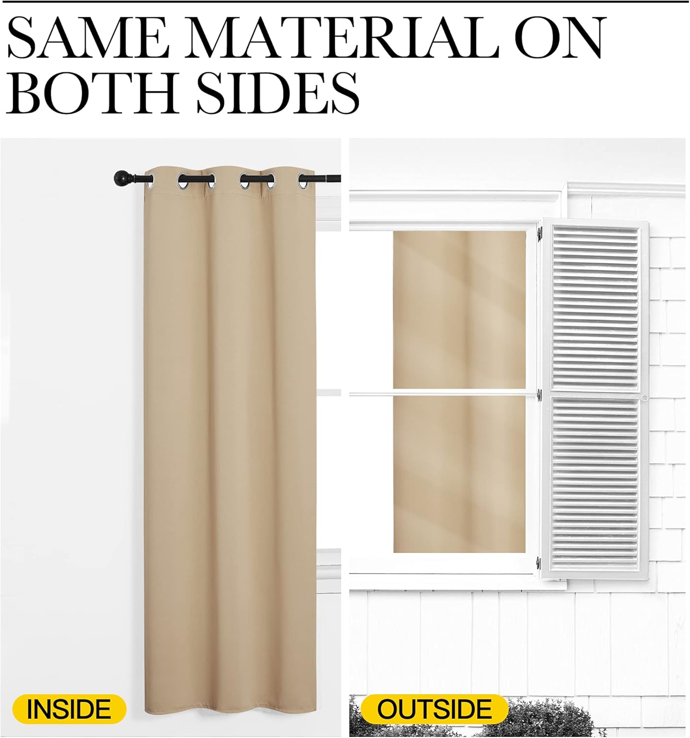 NICETOWN Room Darkening Curtains - Thermal Insulated Grommet Draperies for Bedroom | Biscotti Beige, 2 Panels, W34 x L84-Inch