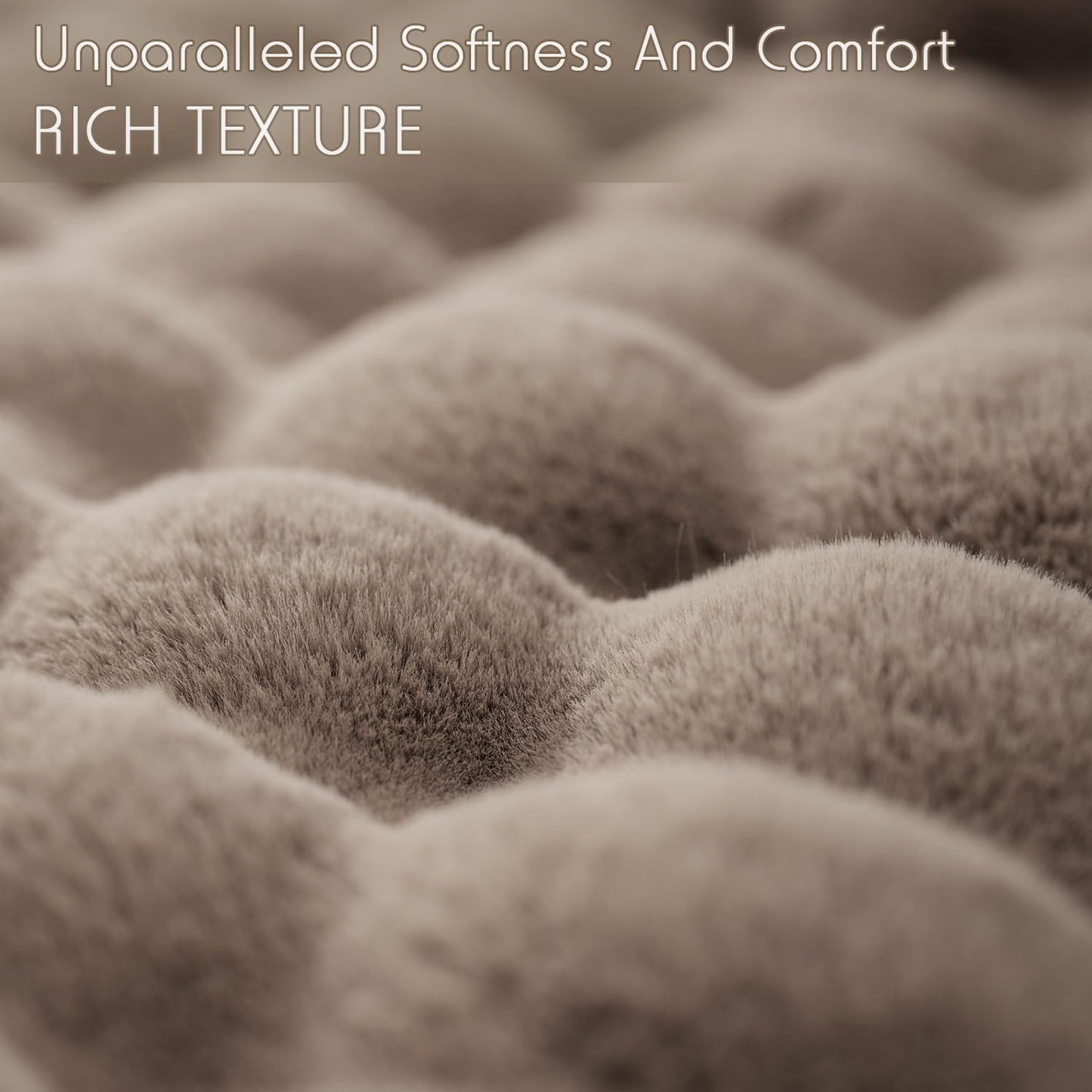 Super Comfort Oversized Warm Thick Bubble Luxury Plush Rabbit Faux Fur Throw Blanket, Fluffy Blanket,Soft Cozy Blanket for Couch Chair Bed Sofa Living Room,Grey 60'' x 80''