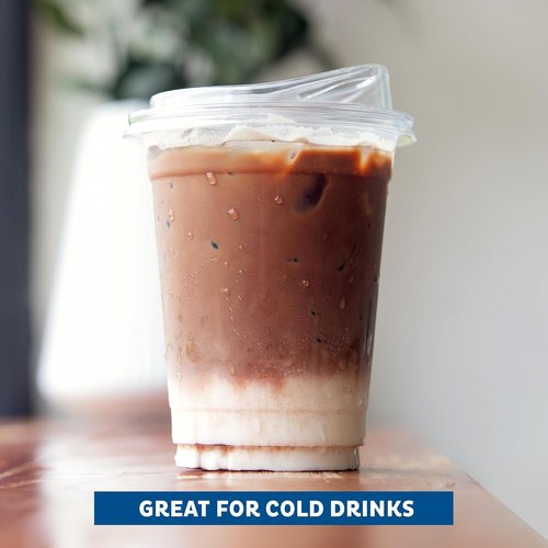 Freshware 16 oz Clear Disposable Plastic Cups - Heavy-Duty Tumblers with Strawless Sip Lids, 100 Pack