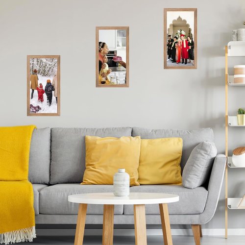 JCJMY 7x17 Picture Frame - Rustic Brown Wall Gallery Frame for Horizontal & Vertical Photos