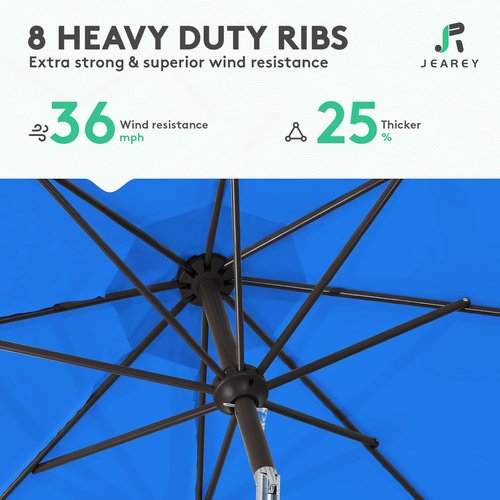 JEAREY 9FT Outdoor Patio Umbrella - UV Protection & Waterproof with Push Button Tilt | Royal Blue