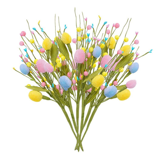 XmasExp 6pcs Easter Decorations for Home with Eggs - Artificial Flowers for Spring Indoor & Outdoor Decor, Easter Table Decor & Tree Decorations for Festive Celebrations(Pink Yellow)