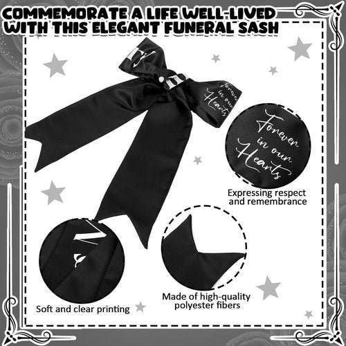 Fanfanwin Funeral Sash - Memorial Ribbon for Casket or Wreath | 58x4'' Black, In Loving Memory