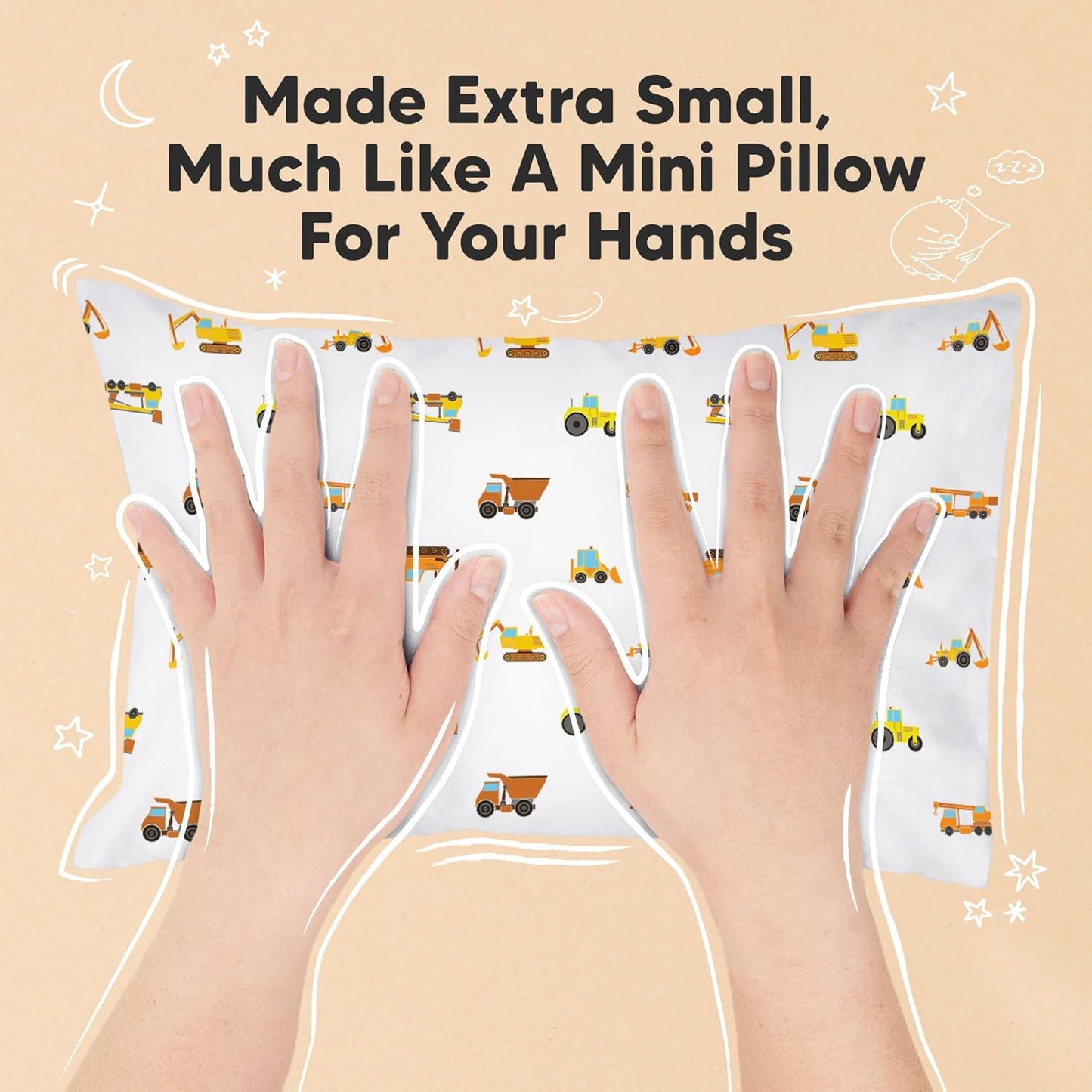 My Little Dreamy Mini Toddler Pillow - Soft Organic Cotton Travel Pillow with Case | 9x13 Inches for Kids 2-4 Years Old