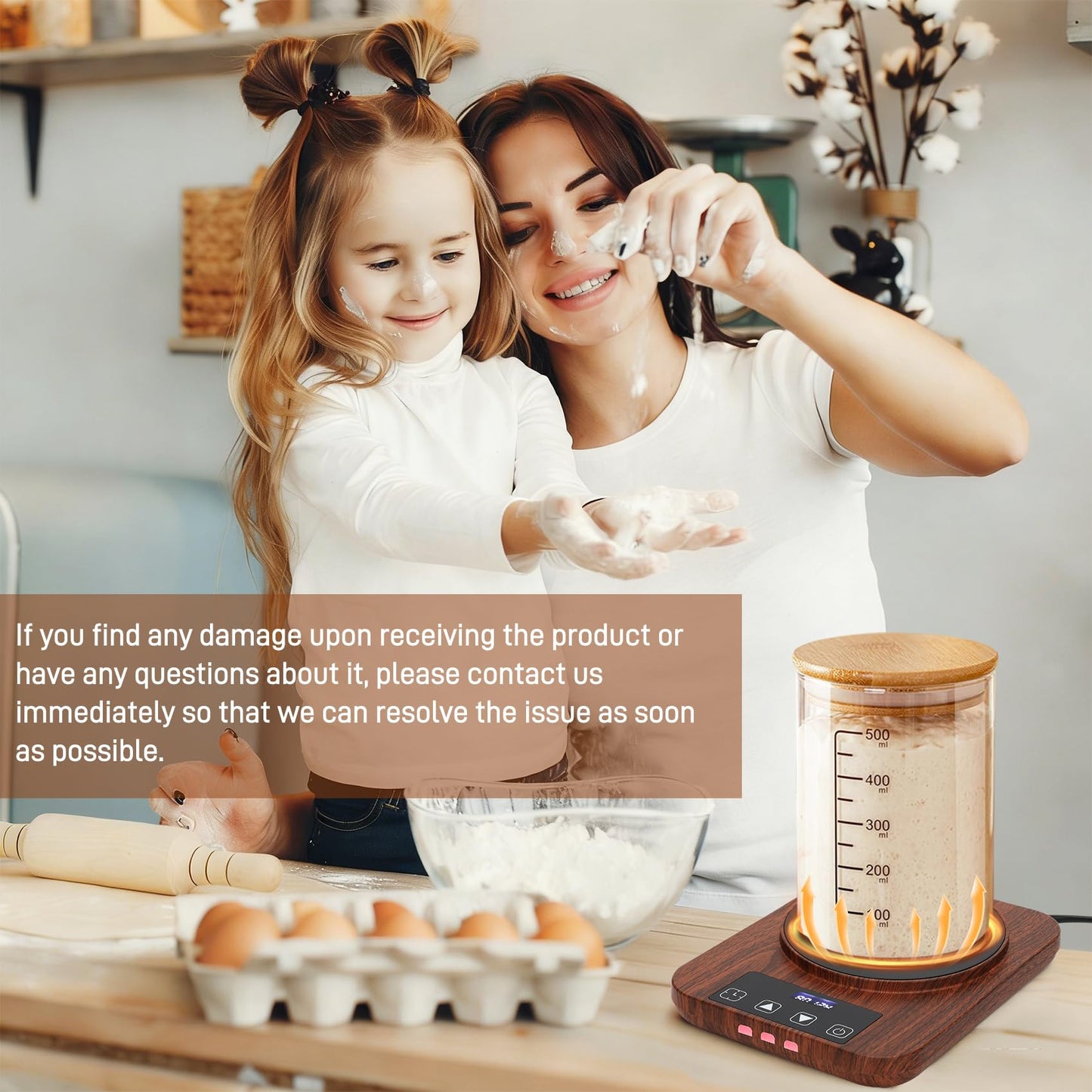 Sourdough Starter Warmer -24H Timer, Precise 1°F Thermostat Control (70-100°F) Smart Memory Warming On/Off,Sourdough Warming Mat for Home Baking（Wood Grain）