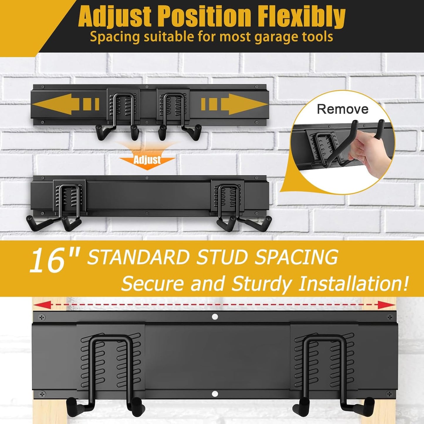 KOFANI Heavy Duty Garage Wall Organizer - 700LB Capacity | 48-Inch Adjustable Tool Rack for Yard Storage
