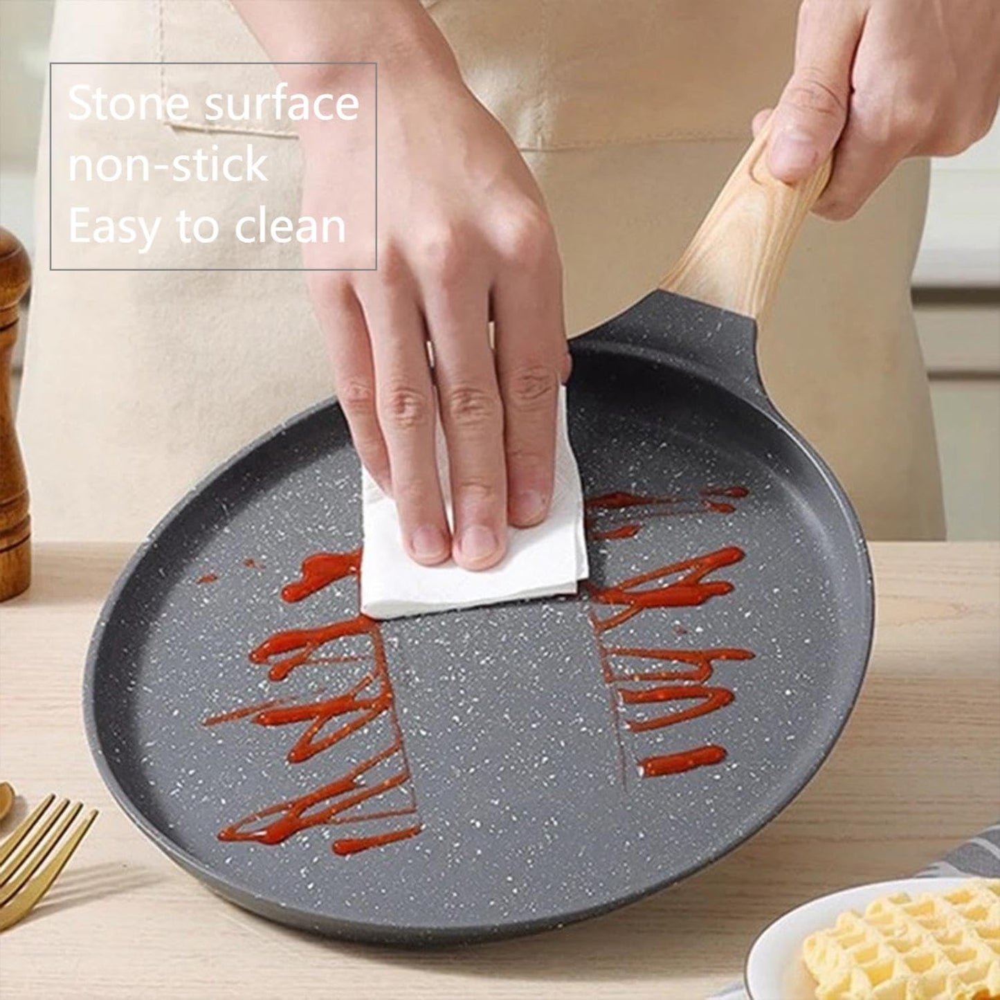 ycxmjyr Crepe Pan with Spreader 11 Inch Dosa Tawa for Roti Indian Nonstick Chapati Pan Gray